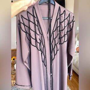 Elegant Mauve Beaded abaya
